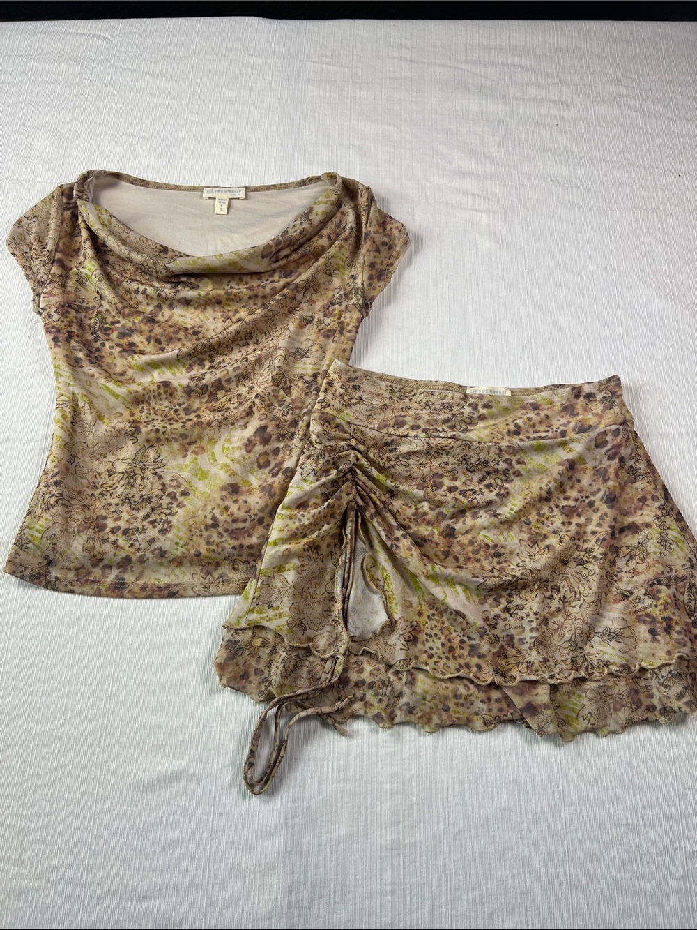 See You Monday Beige and Olive Animal Print 2 Piece Set